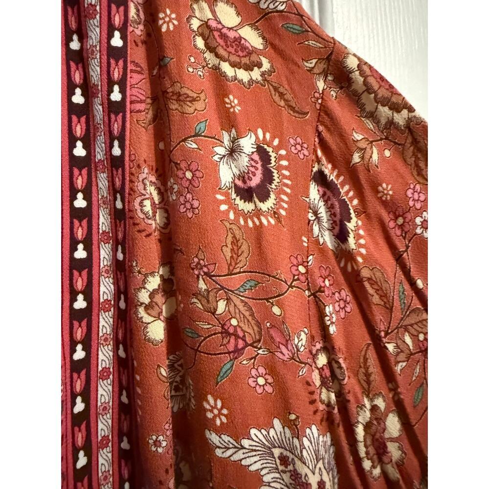 Knox Rose Boho Kimono Duster XL XXL NWT Rust Floral Lightweight Open Front - Picture 5 of 9